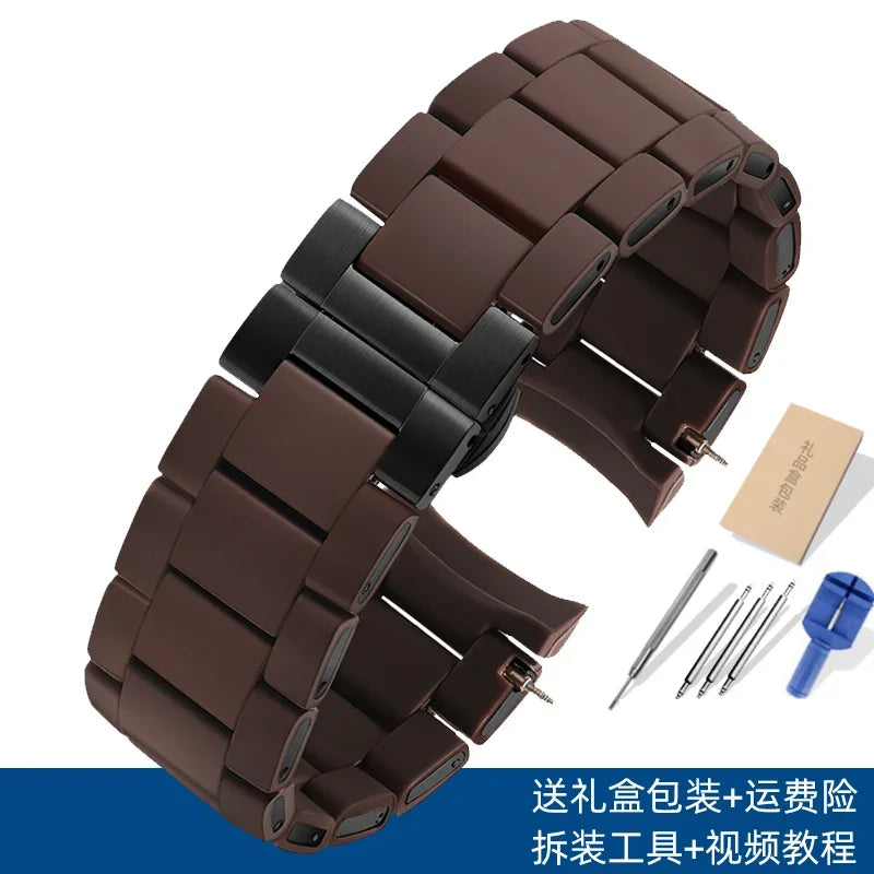 Rubber-Clad Steel Watchband 20mm 23mm