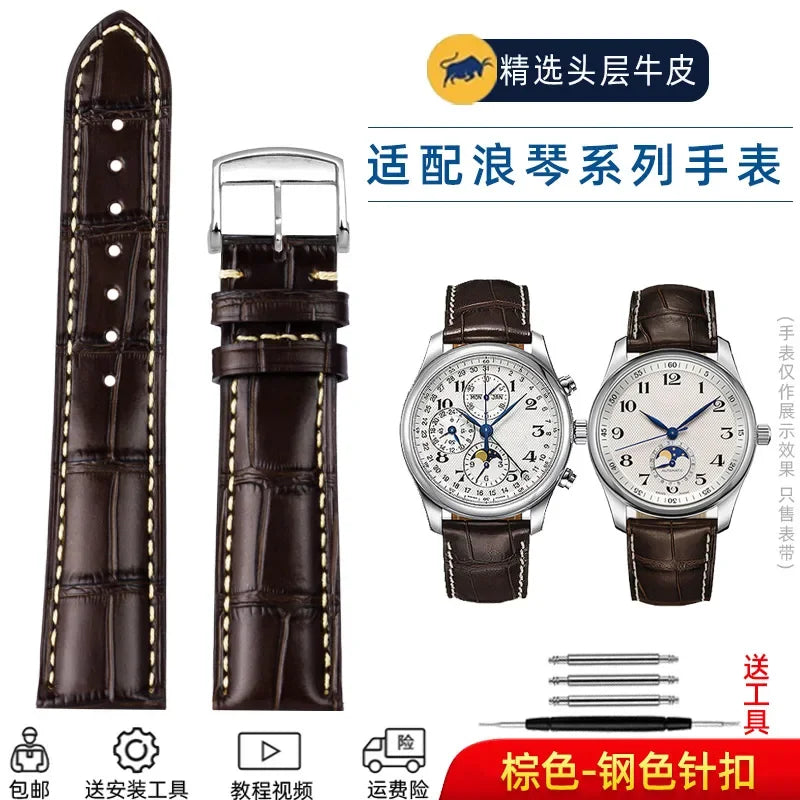Cowhide Leather Watchband 19mm 20mm 21mm