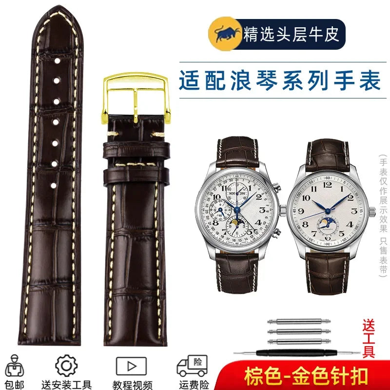 Cowhide Leather Watchband 19mm 20mm 21mm