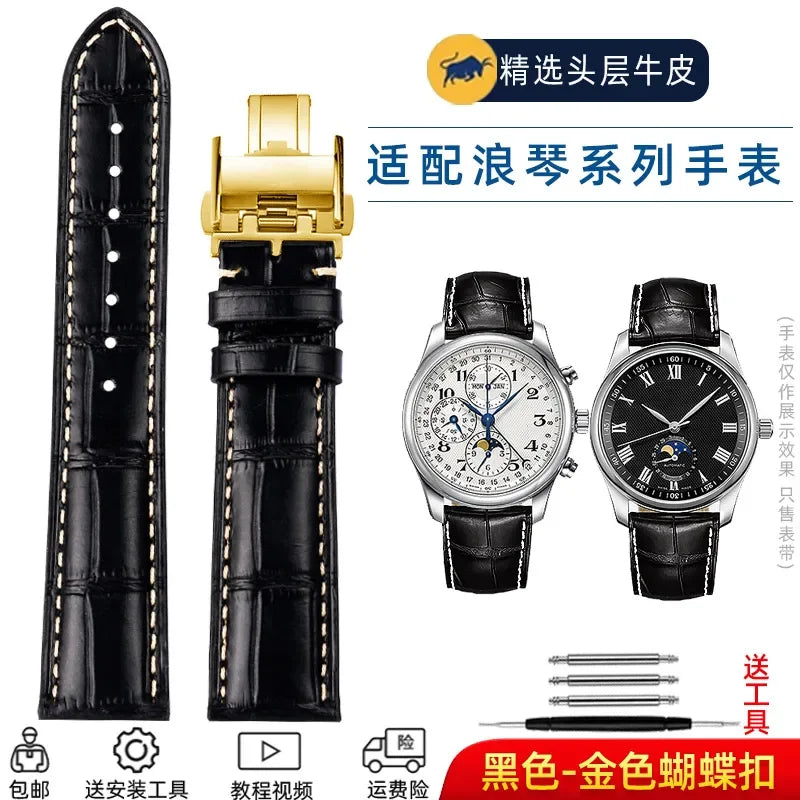 Cowhide Leather Watchband 19mm 20mm 21mm