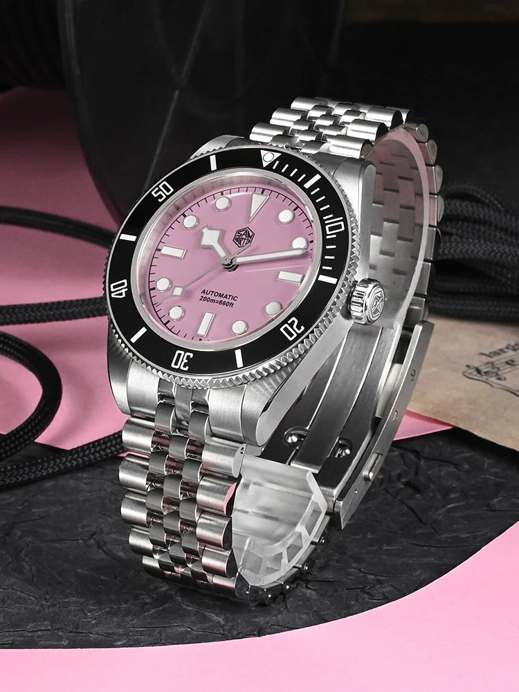 Pink Dial Diver Automatic Watch SN0128