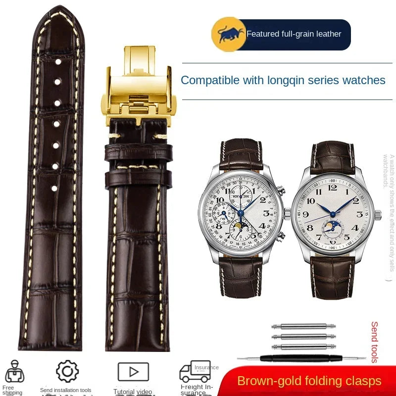Cowhide Leather Watchband 19mm 20mm 21mm