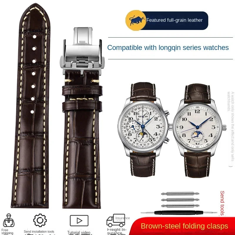 Cowhide Leather Watchband 19mm 20mm 21mm