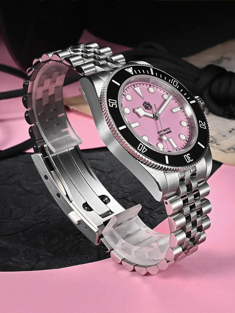 Pink Dial Diver Automatic Watch SN0128