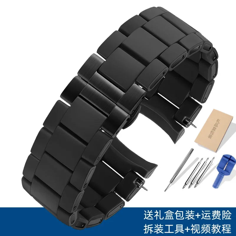 Rubber-Clad Steel Watchband 20mm 23mm