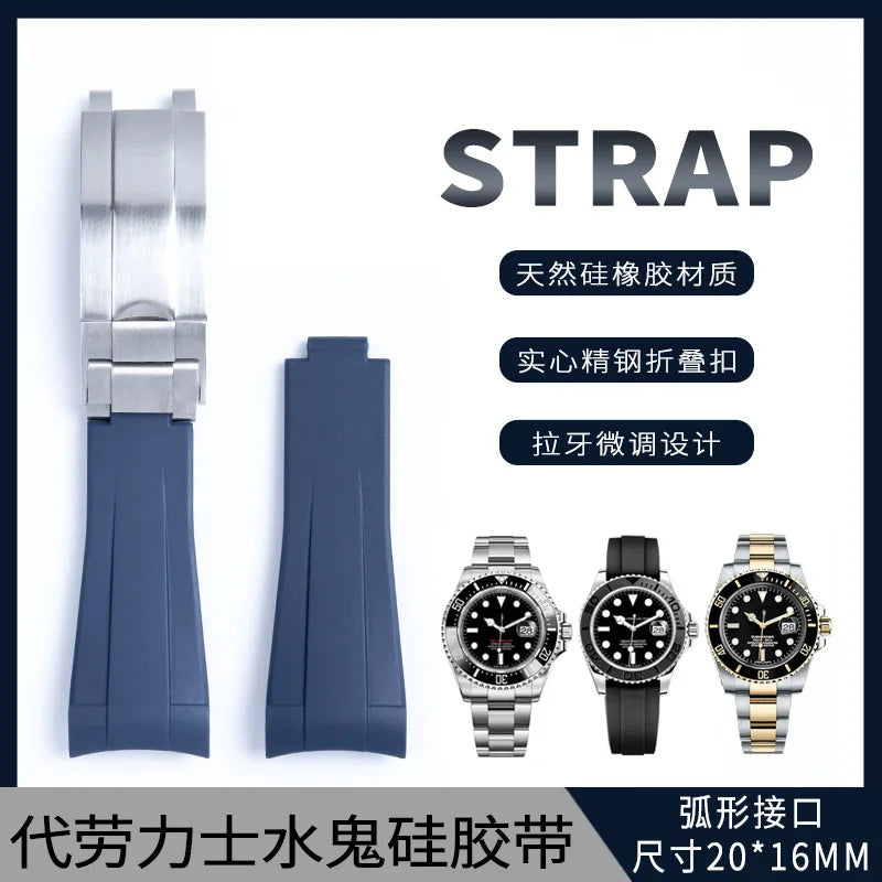 FKM Fluororubber Watchband 19mm 20mm