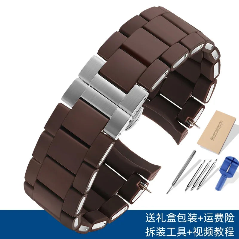 Rubber-Clad Steel Watchband 20mm 23mm