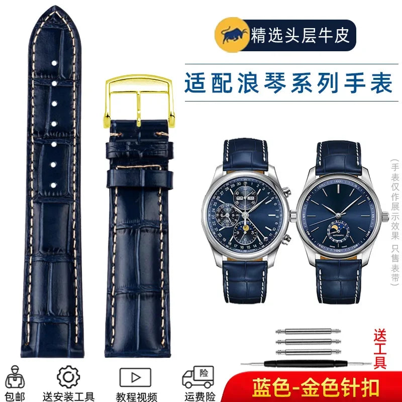 Cowhide Leather Watchband 19mm 20mm 21mm