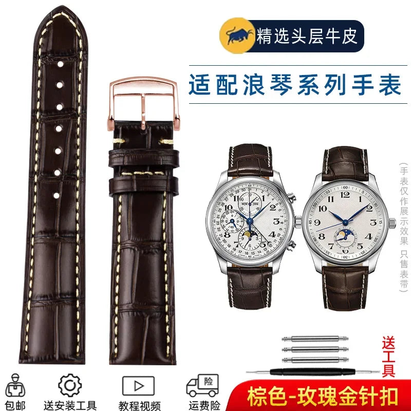 Cowhide Leather Watchband 19mm 20mm 21mm