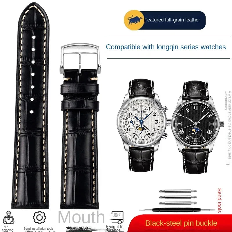 Cowhide Leather Watchband 19mm 20mm 21mm