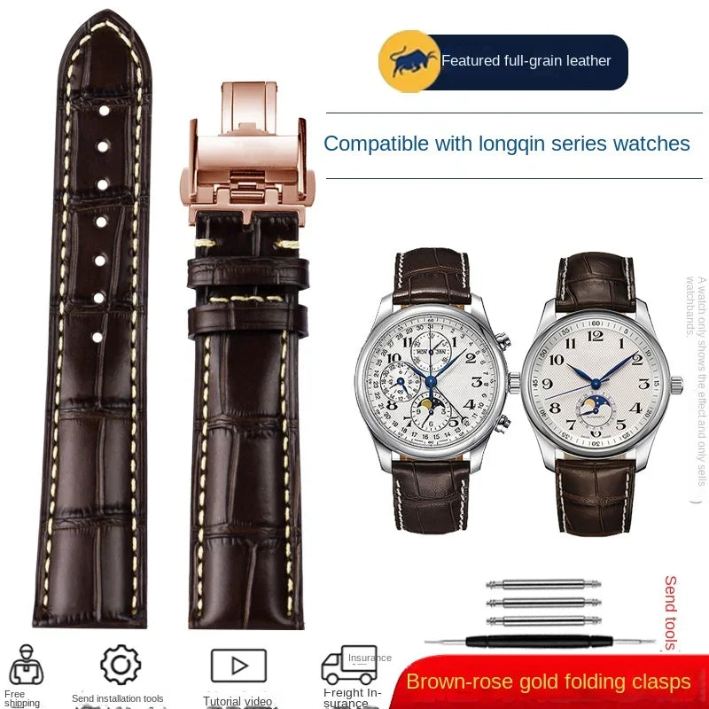 Cowhide Leather Watchband 19mm 20mm 21mm