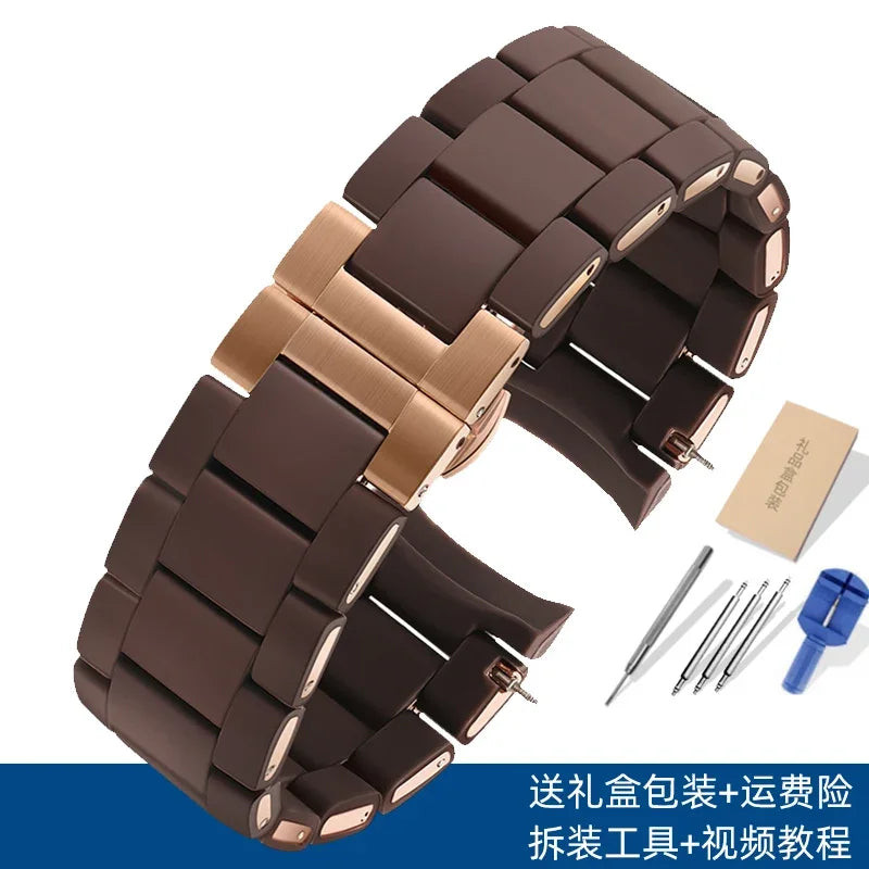 Rubber-Clad Steel Watchband 20mm 23mm